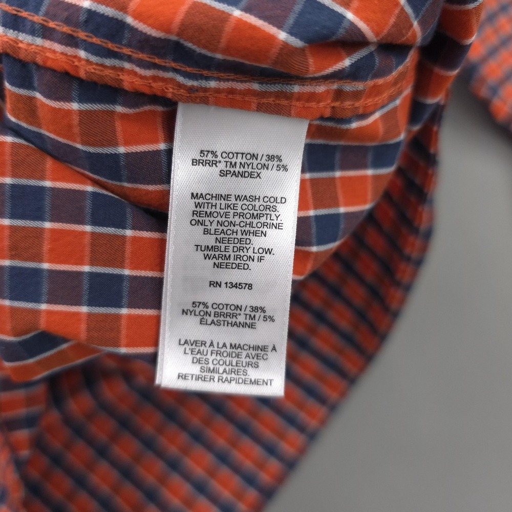 Vineyard Vines Shirt Men Small Orange Check Long Sleeve Brrr Cooling Stretch OTG - Picture 7 of 12